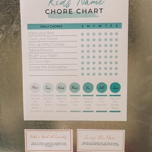 EDITABLE Kids Chore Chart Responsibility Chart School Chart Kids Schedule Includes 7 colors image 5