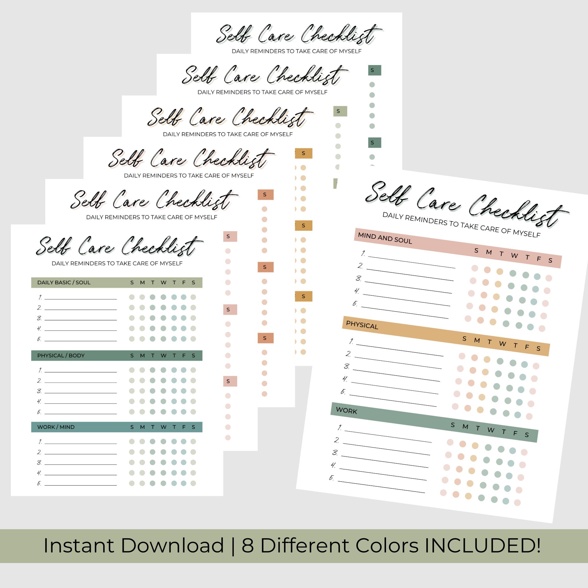 Self Care Planner Printable Self Care Checklist Wellness | Etsy Australia