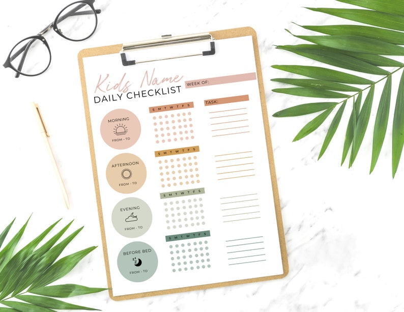 Kids or Adult Printable Daily Routine Checklist Planner Pages Cute Daily Planner Template Routine Planner image 5