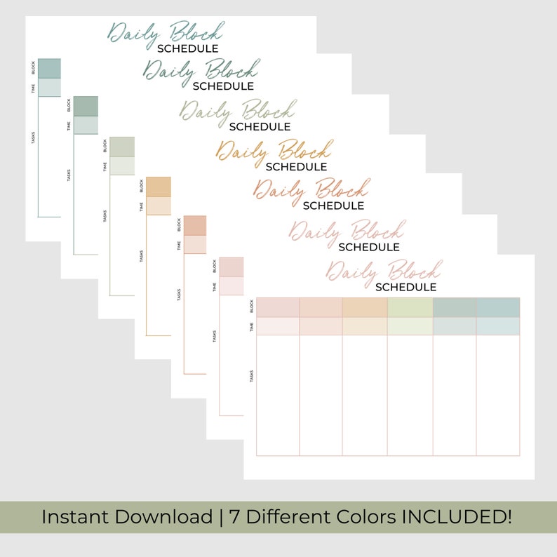 Block Scheduling Printable PDF | Block Planner | Daily Schedule Planner ...