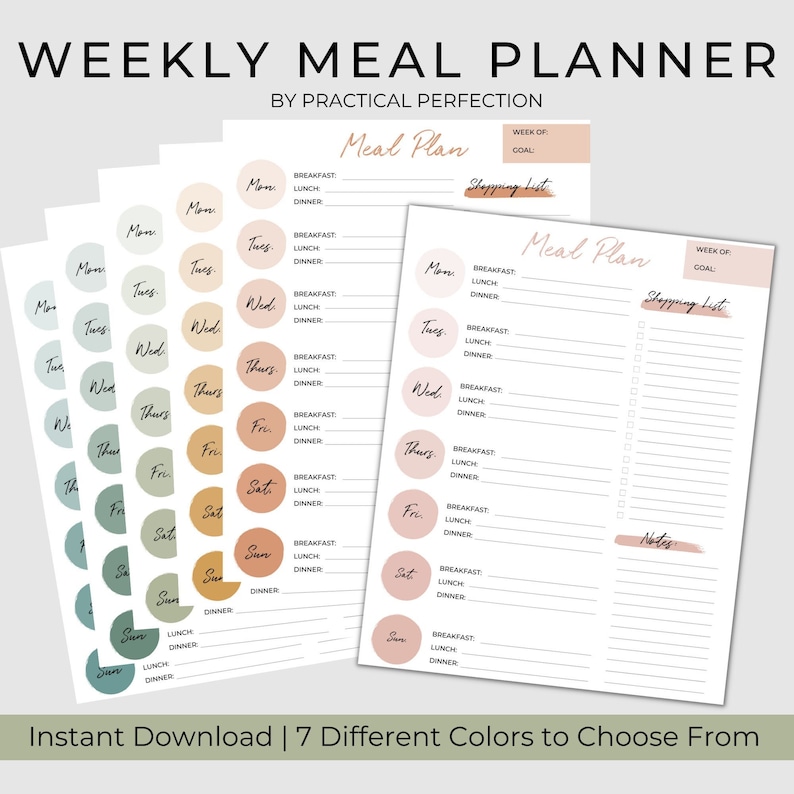 Meal Plan Printable PDF Weekly Meal Plan Meal Planning - Etsy