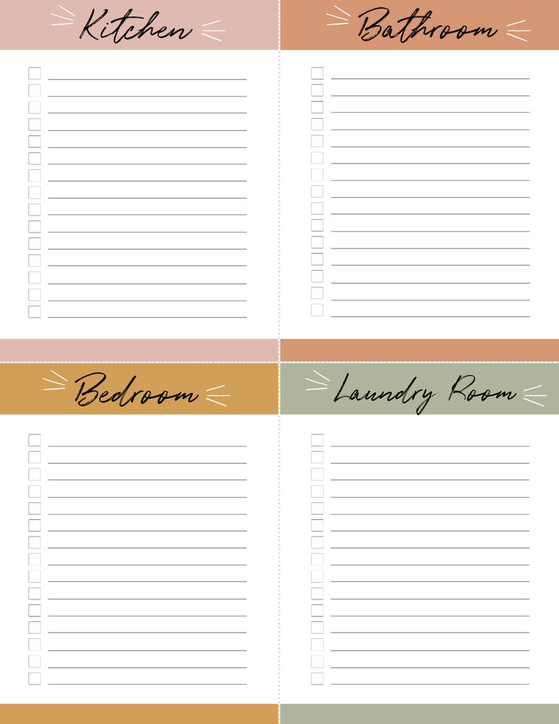 Kids Cleaning Cards Printable Cleaning Checklist by Room Cleaning Checklist image 3
