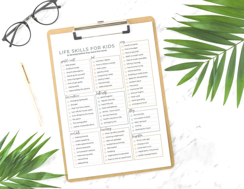 Kids Life Skills Checklist | Homeschool Planner Page | Parenting tools | Includes 7 colors! image 4