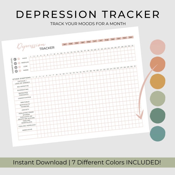 Depression Tracker Anxiety Tracker Monthly Mood Tracker - Etsy