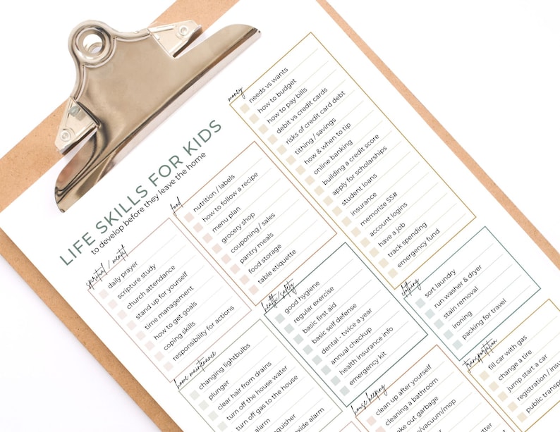 Kids Life Skills Checklist | Homeschool Planner Page | Parenting tools | Includes 7 colors! image 3