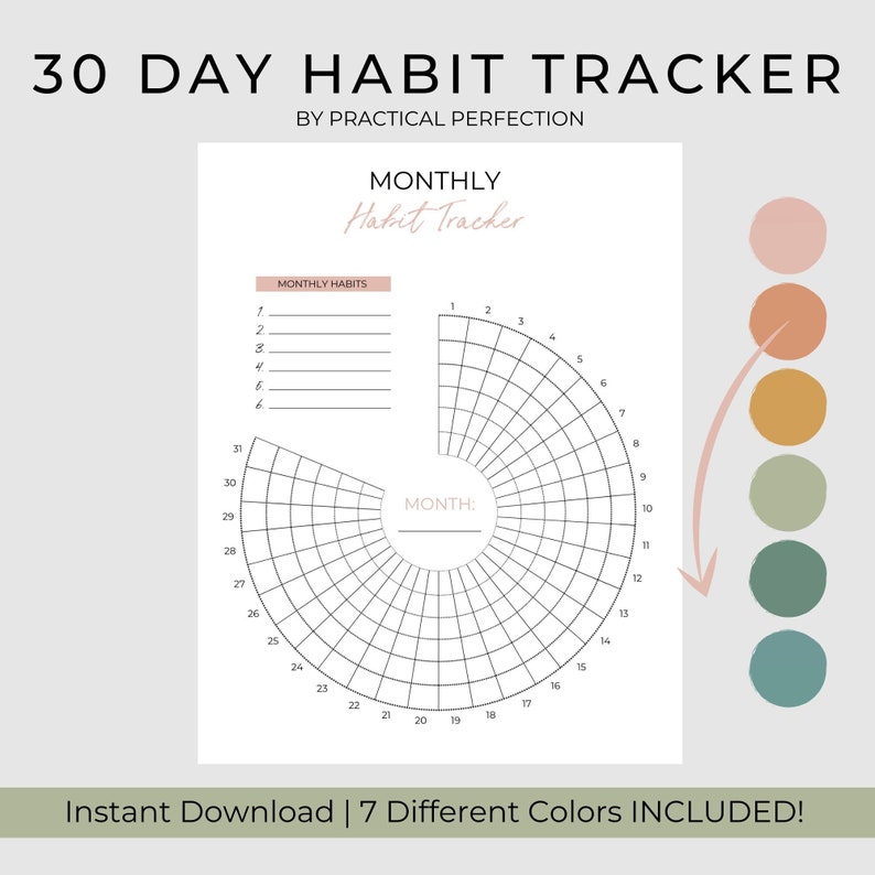 Monthly Habit Tracker Printable | 30 Day Habit Tracker - Etsy