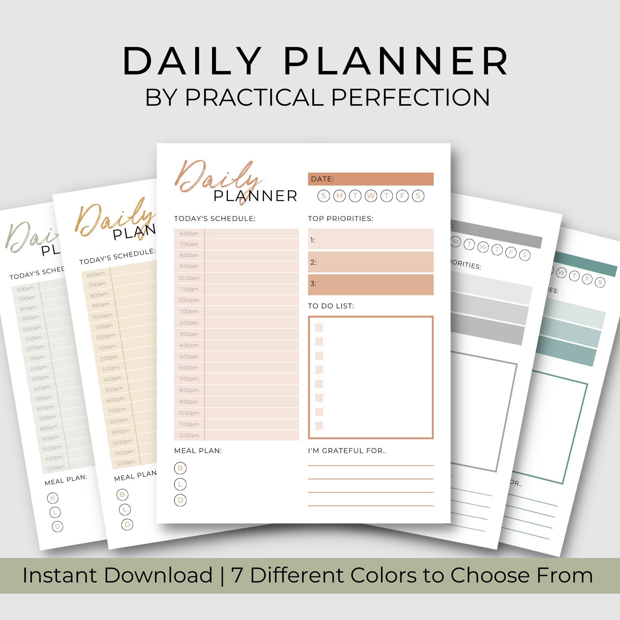 Undated Printable Daily Planner Pages PDF Cute Daily Planner Etsy