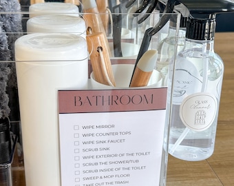 Bathroom Cleaning Checklist | Printable Cleaning Checklist | Cleaning Checklist