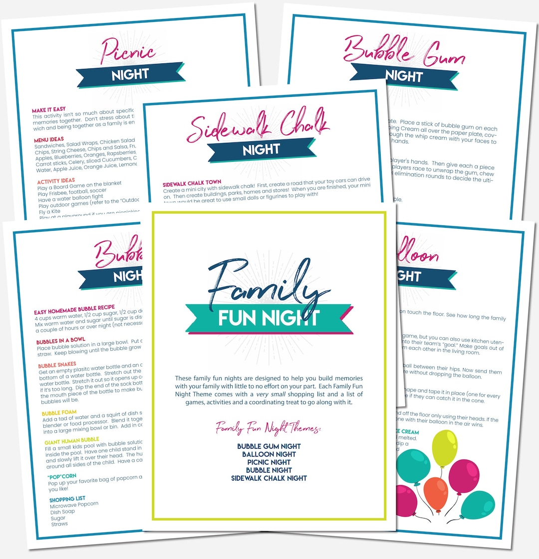 EASY Family Activity Nights Printable Download - Etsy Canada