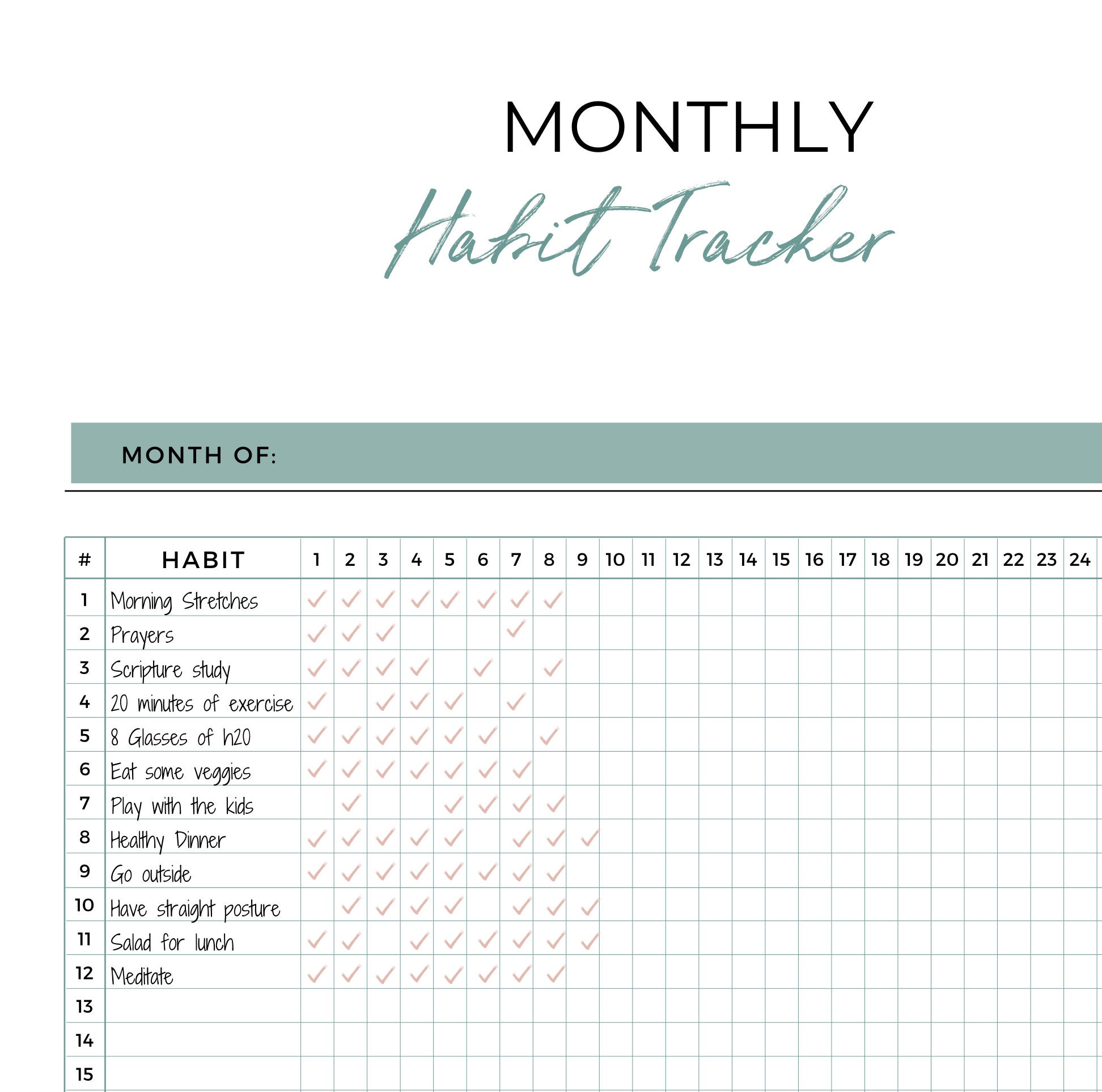 Monthly Habit Tracker Printable 30 Day Habit Tracker - Etsy UK