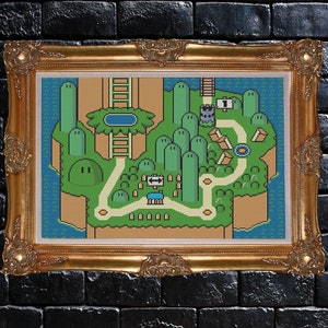 Yoshi's Island World 1 Super Mario World Cross Stitch World Map PDF Pattern Téléchargement numérique