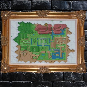 Zelda Light World Un vínculo con el pasado Patrón de punto de cruz Mapa mundial