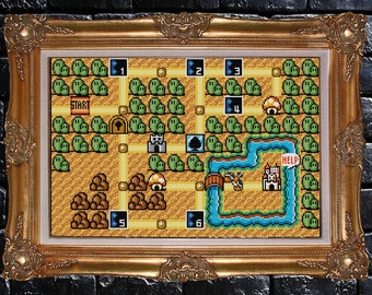 Super Mario Bros. 3 Video Game Cross Stitch World 1 Mario Map PDF Pattern Digital Download