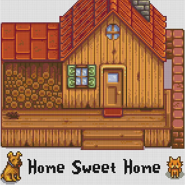 Stardew Valley Farmhouse Home Sweet Home Cross Stitch Pattern Digital Download PDF