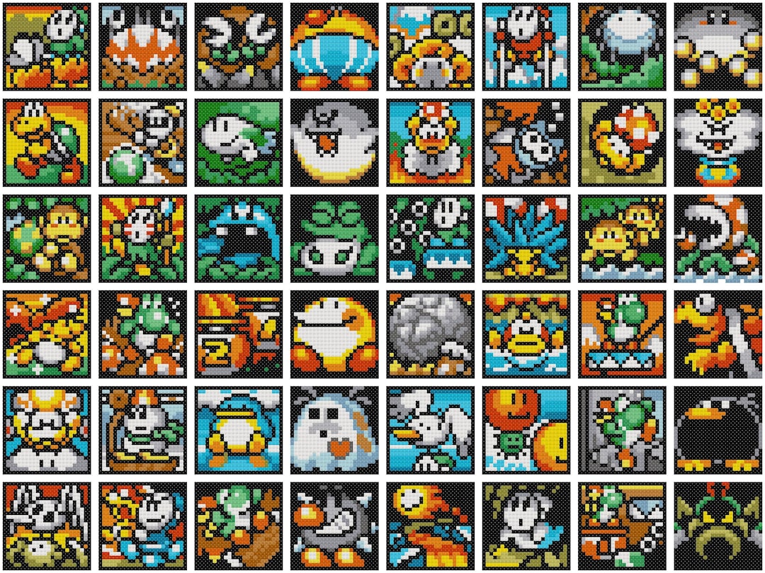 Yoshiページ Yoshi's Island Level Select Icons Cross Stitch Bundle Set - Etsy