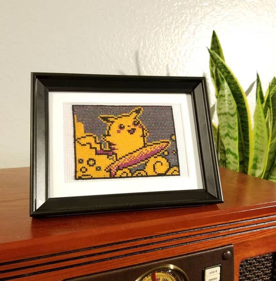 Surfing Pikachu Pokemon Tcg Promo Card Cross Stitch Pixel Pattern