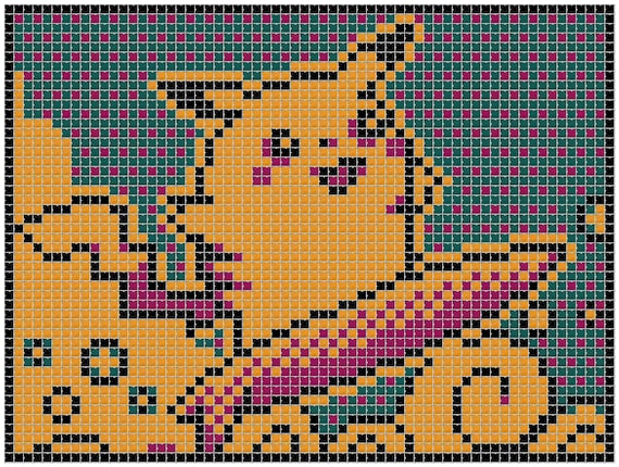 Surfing Pikachu Pokemon Tcg Promo Card Cross Stitch Pixel Pattern
