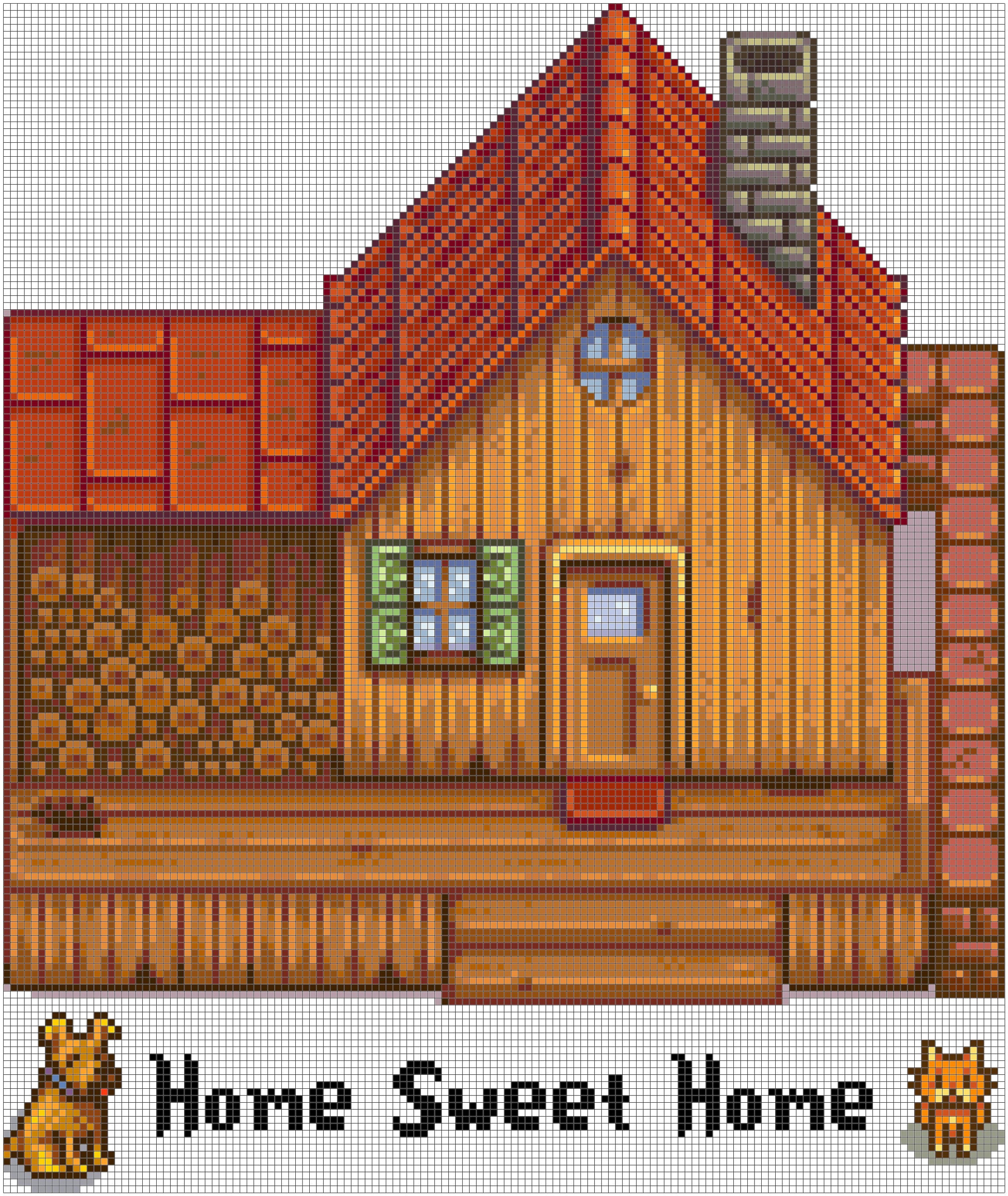 Stardew Valley Farmhouse Home Sweet Home Cross Stitch Pattern Digital Downl...