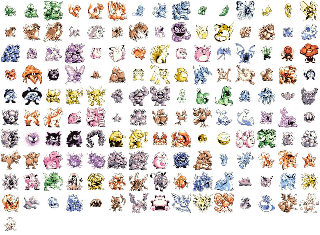 Classic Pokemon Red And Blue Sprites All 151 First Generation - Etsy Canada
