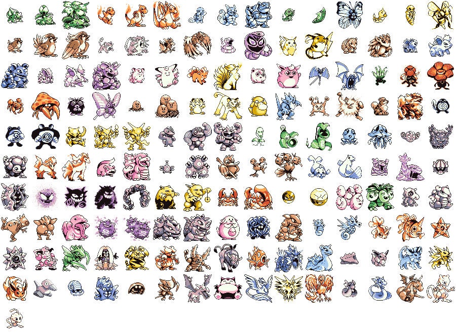 Classic Pokemon Red and Blue Sprites All 151 First Generation Pokemon Cross  Stitch Pattern PDF Digital Download 