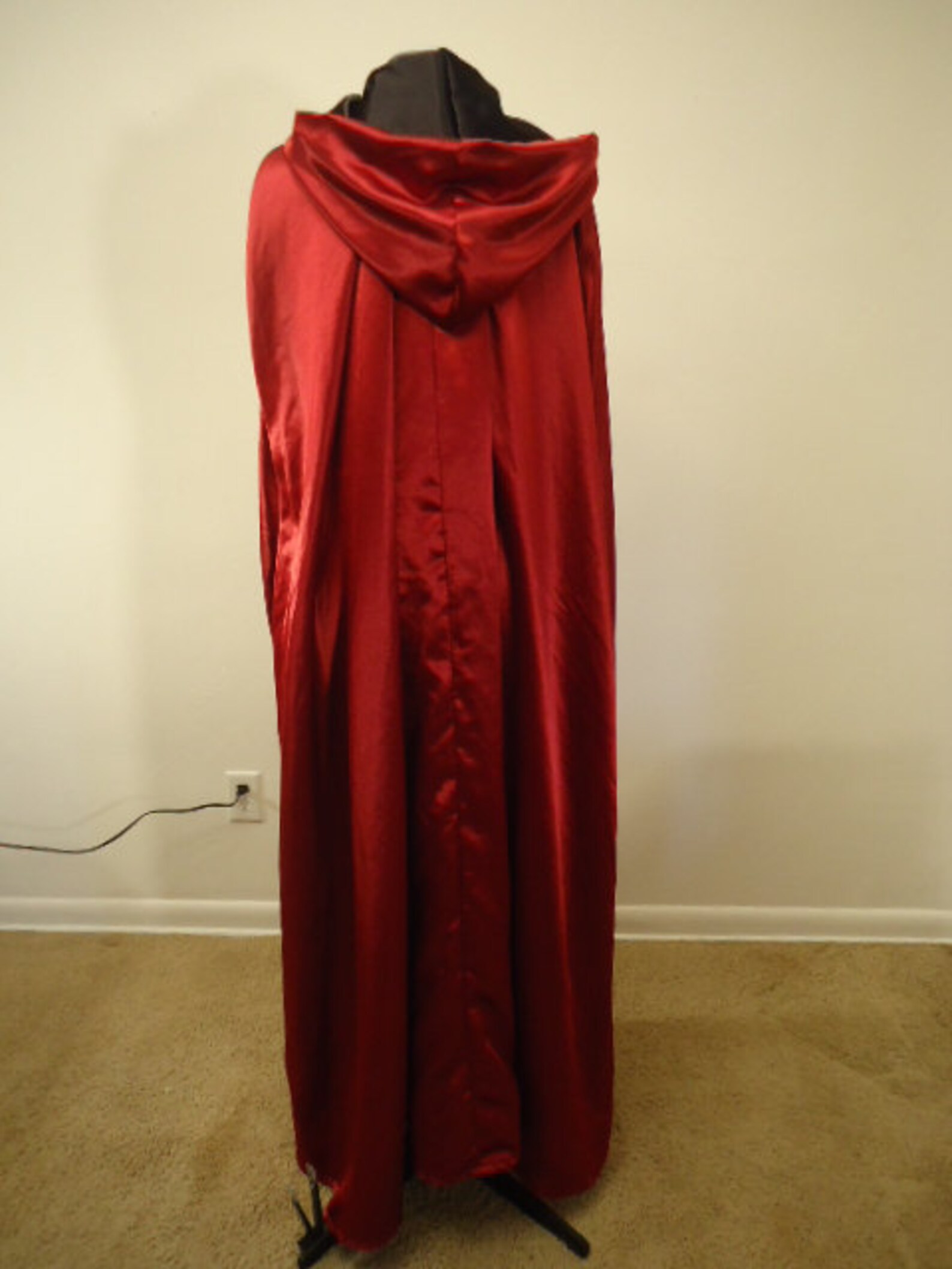 Classic red cloak made with heavy satin fabric. The perfect Etsy