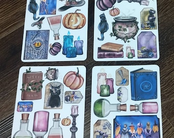 Halloween Hexe Aufkleber Set. Samhain Sticker. Planner Sticker.