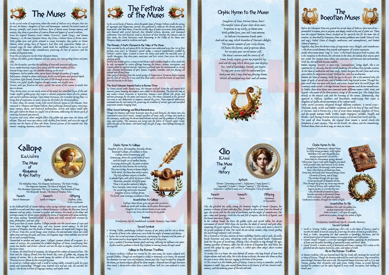 The GREEK MUSES | Instant Digital Download Printable Book of Shadows ...