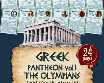 The 12 Greek OLYMPIAN GODS and GODDESSES | Instant Digital Download Printable Book of Shadows / Grimoire Pages | sizes A4 and 8.5''x11''