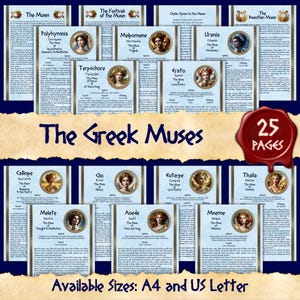 The GREEK MUSES | Instant Digital Download Printable Book of Shadows / Grimoire Pages | sizes A4 and 8.5''x11''