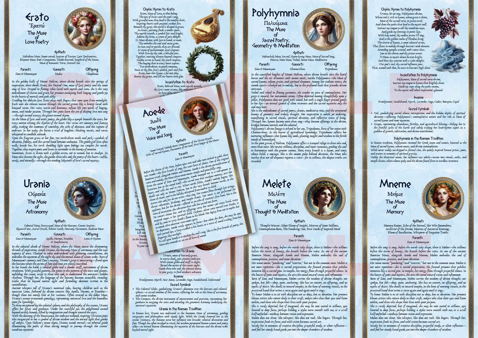 The GREEK MUSES | Instant Digital Download Printable Book of Shadows ...