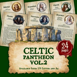 Dieux et déesses Celtiques Vol.2 | Livre des ombres imprimable en téléchargement numérique instantané / Pages du grimoire | formats A4 et 8,5 x 11 po