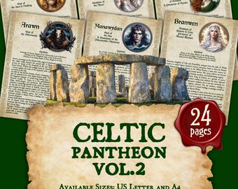 CELTIC GODS & GODDESSES Vol.2 | Instant Digital Download Printable Book of Shadows / Grimoire Pages | sizes A4 and 8.5''x11''