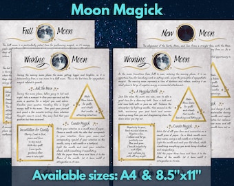 MOON MAGICK | Instant Digital Download Printable Book of Shadows / Grimoire Pages | sizes A4 & 8.5''x11''