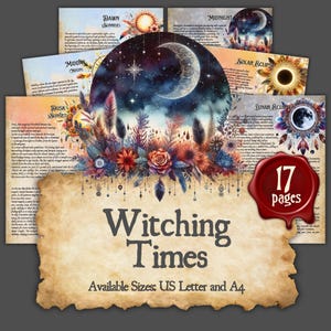 WITCHING TIMES  Digital Printable Book of Shadows / Grimoire  | sizes A4 & 8.5"x11"