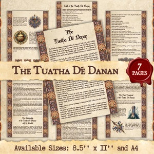 Los Tuatha Dé Danan / Libro de las Sombras imprimible en formato digital instantáneo / Páginas del grimorio / Tamaño A4 y 8,5'' x 11''