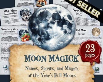 MAGIA LUNAR / Libro de las Sombras digital de descarga instantánea / Páginas de grimorio / Tamaños A4 8.5''x11''