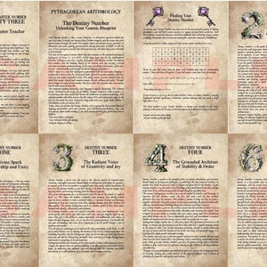 NUMÉROLOGIE et ARITHMOLOGIE de Pythagore | Livre des ombres imprimable en téléchargement numérique instantané / Pages du grimoire | formats A4 et 8,5 x 11 po image 7