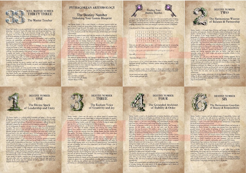 NUMÉROLOGIE et ARITHMOLOGIE de Pythagore | Livre des ombres imprimable en téléchargement numérique instantané / Pages du grimoire | formats A4 et 8,5 x 11 po image 7