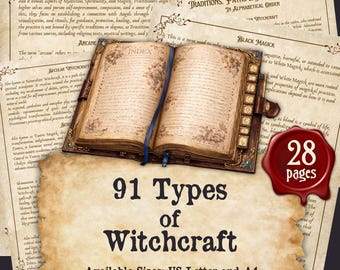 91 TYPES of WITCHCRAFT, Traditions, Paths and Magickal Systems for digital Book of Shadows / Grimoire