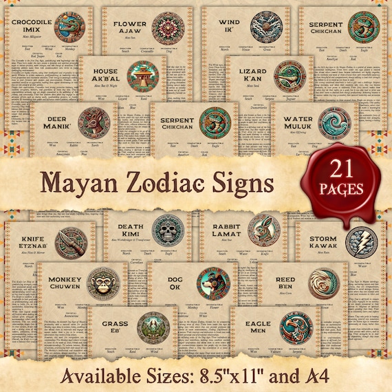 The MAYAN ZODIAC Signs | Instant Digital Download Printable Book