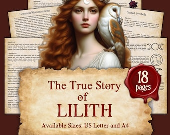 La verdadera historia de Lilith / Libro de las Sombras imprimible en formato digital de descarga instantánea / Páginas de grimorio / Tamaños A4 y 8.5''x11''
