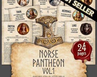 NORSE GODS & GODDESSES Vol.1 | Natychmiastowe pobranie cyfrowe Księgi Cieni / stron Grimoire do druku | formaty A4 i 8,5''x11''