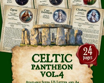 CELTIC GODS & GODDESSES Vol.4 | Instant Digital Download Printable Book of Shadows / Grimoire Pages | sizes A4 and 8.5''x11''