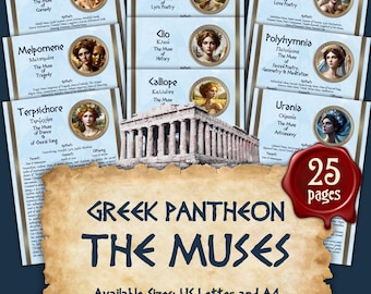 The GREEK MUSES | Instant Digital Download Printable Book of Shadows / Grimoire Pages | sizes A4 and 8.5''x11''
