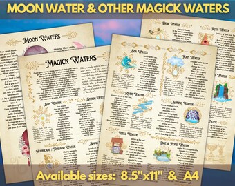 MAGICK WATERS Instant Digital Download Printable Book of Shadows / Grimoire Pages | High Resolution .JPG files | Sizes A4 & 8.5x11