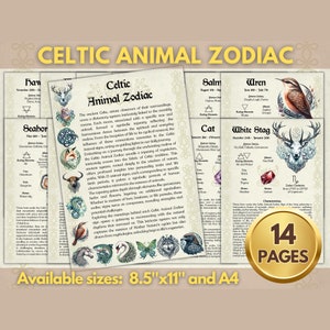 CELTIC ANIMAL ZODIAC | Instant Digital Download Printable Book of Shadows / Grimoire Page