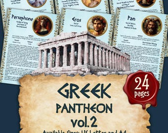 Greek GODS and GODDESSES Vol.2 | Instant Digital Download Printable Book of Shadows / Grimoire Pages | sizes A4 and 8.5''x11''