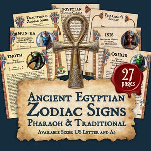 Signos del ZODIACO EGIPCIO Antiguo / Astrología / Páginas imprimibles de descarga digital instantánea / tamaños A4 y 8,5'' x 11''