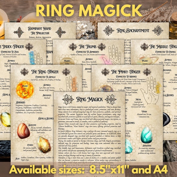 RING MAGICK Instant Digital Download Book of Shadows / Grimoire Pages | .jpg files A4 & 8.5''x11''