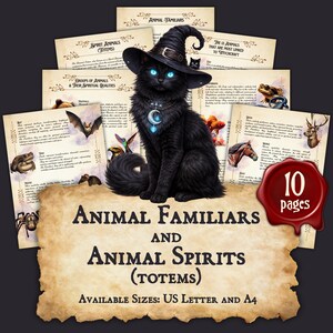 Animal Familiars and Spirit Animals (Totems) | Instant Digital Download Printable Book of Shadows / Grimoire Page | sizes: A4 & 8.5"x11"